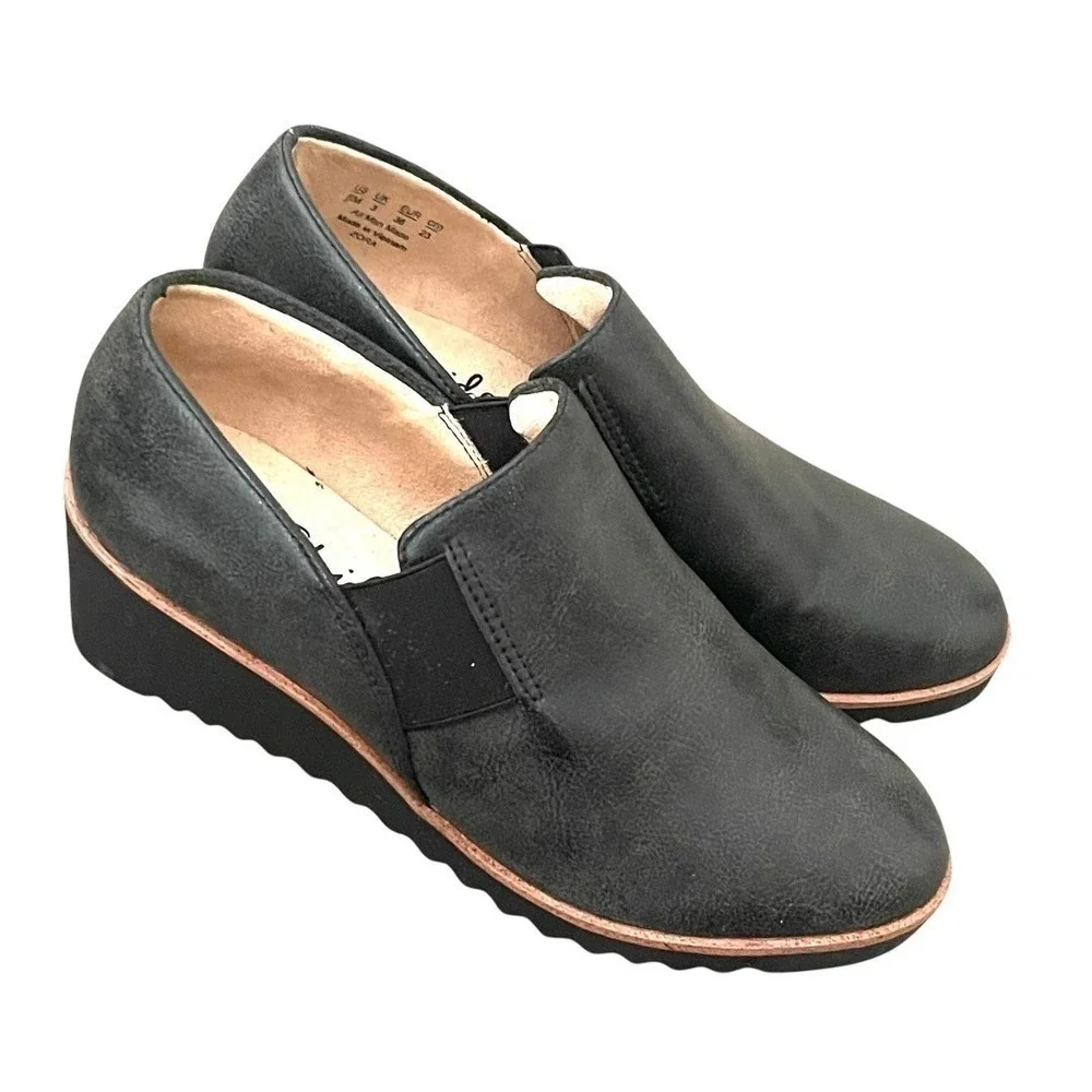 NEW LifeStride Velocity 2.0 Black Wedge Slip On Loafer Shoes Womens‎ 6